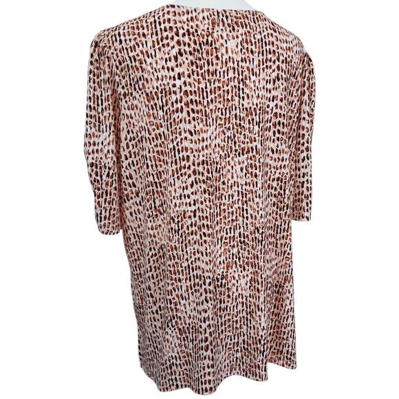 SUSAN GRAVER Stretchy Knit Top Blouse Tunic Plus 1X Animal Print Cheetah Career - Picture 7 of 7